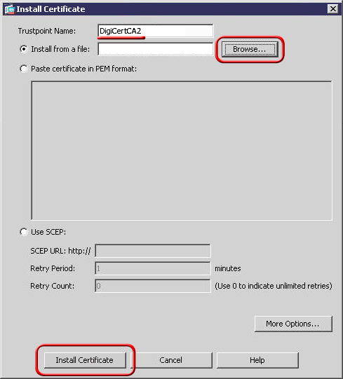 Cisco 5520 Create CA Certificate Trustpoint