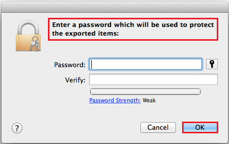 Mac Mavericks Создать пароль для экспорта