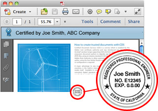 Подпись одобрения сертификатом PDF в документе Adobe
